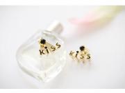Fashion Lovely Girls Stud Earring Pretty Zinc Alloy Gold Plated Kiss Letters Inlaid Crystal Earrings for Party Black