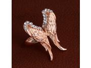 Personalized Unisex Finger Rings Fashion Beautiful Angel Wings Inlaid Crystal Alloy Gold Plated Rings for Lovers Gold