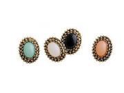 Vintage Fashion Women Stud Earring Trendy Oval Inlaid Opal Zinc Alloy Stud Earrings for Party Holiday Black