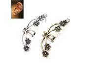 Retro Fashion Punk Ear Cuff Classic Women Zinc Alloy Exaggerated Flowers Ear Clip Earrings for Party Bronze