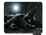 Black cat in moonlight Mouse pads Non Slip Rubber Gaming Mouse Pad 10 x 11