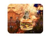 Funny Space Cat Kitty on a Double Cheese Hamburger Non Slip Rubber Mousepad 8 x 9