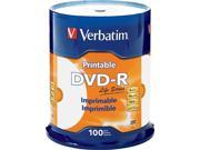 100 VERBATIM Life Series DVD R 16X 4.7GB White Inkjet Printable Spindle