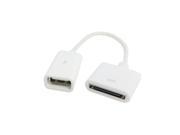 White iPhone iPad Docking 30pin Female to USB 2.0 Female Data Charge Cable 10cm