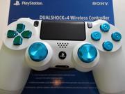 SONY PS4 WHITE CHROME BLUE BUTTONS WITH BULLETS CONTROLLER BRAND NEW