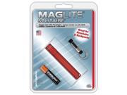 Maglite K3A036 Solitaire Red Single Cell AAA Mag Flashlight w Battery Key Lea
