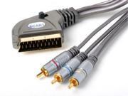 12ft 4m Tripple Shielded RCA SCART TO AUDIO VIDEO Cable with IN OUT Switch