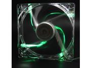Green Quad 4 LED Light Neon Quite Clear 120mm PC Computer Case Cooling Fan Mod