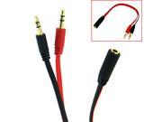 HQmade 3.5mm Headphone Splitter Extension Cable Male 3.5mm Earphone and Mic To Female Flat Tangle Free Cable For Apple