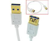 HQmade 3 SuperSpeed USB3.0 Extension Cable USB 3.0 Male to Female White Lead Gold Plated 1.0M