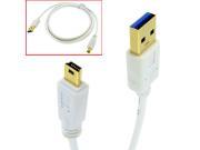 HQmade 5 SuperSpeed USB 3.0 Mini USB 10 pin Cable USB3.0 Male to Male White Lead Gold Plated 1.5M