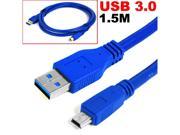 HQmade 5ft SuperSpeed USB 3.0 AM to Mini B 10 Pin Male Data Mini USB 3.0 Cable 1.5M