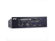 STW 3025A 5.25in Black Multi Port Case Panel for Front CD ROM Bay with HD Audio Card Reader USB 3.0