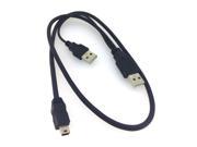 HQmade Mini USB 2.0 Y Cable for External High Speed Hard Drive Dual USB A Male To USB Mini B Male Cable Extra Power Lead For USB2.0 Portable HDD