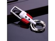 Business Men Women Metal Car Keychain Key Chain Dual Ring Key Hook Buckle Red Color