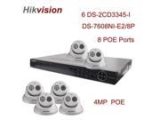 Hikvision 6x DS 2CD3345 I 4MP IR IP Camera 2.8mm Lens DS 7608NI E2 8P 8CH POE NVR With 2TB HDD