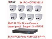 Dahua 8CH POE NVR4208 8P 4K 8pcs IPC HDW4233C A HD 2MP IR IP67 IP Dome Camera 3.6mm