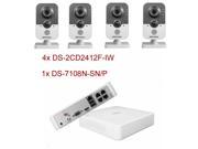 Hikvision DS 2CD2412F IW 1.3MP IR Cube Network Camera 4mm Lens With DS 7108N SN P 8CH POE NVR