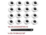 Hikvision DS 2CD2542FWD IS 2.8mm Lens IP Camera 4MP WDR Mini Dome Network Camera DS 7616NI E2 16P 16CH POE NVR