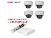 Hikvision DS 2CD2142FWD I 2.8mm Lens 4MP WDR Fixed Dome Network Camera DS 7104N SN P 4CH POE NVR