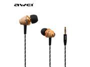 Awei Q5 Excellent Wooden In ear Headphones Earphones Headset Fiber Cable