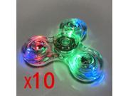 10pcs Transparent Crystal LED Fidget Hand Spinner Torqbar Brass Anti-Anxiety Toy Finger Toy for Kids & Adults