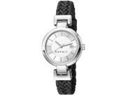 Esprit Women s Black Leather Stainless Steel Case Quartz Date Watch es107632007