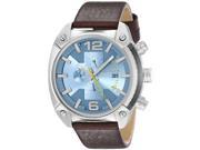 Diesel Men s 49mm Brown Calfskin Stainless Steel Case Mineral Glass Watch dz4340