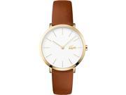 LACOSTE WOMEN S 35MM BROWN LEATHER BAND STEEL CASE QUARTZ ANALOG WATCH 2000947