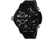 Joshua Sons Men s 53mm Black Silicone Metal Case Mineral Glass Watch JS 40 WT