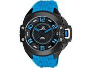 Joshua Sons Men s 52mm Blue Silicone Metal Case Mineral Glass Watch JS 39 BU