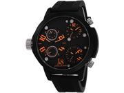 Joshua Sons Men s 53mm Black Silicone Metal Case Mineral Glass Watch JS 40 OR