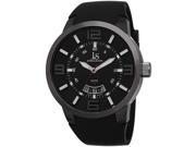 Joshua Sons Men s 49mm Black Silicone Metal Case Mineral Glass Watch JS64BK