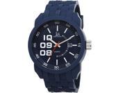 Joshua Sons Men s 46mm Blue Silicone Metal Case Mineral Glass Watch JS63BU
