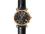 Charmex Fifth Avenue Men s 40mm Chronograph Black Calfskin Quartz Watch 2576