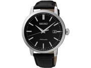 SEIKO MEN S CLASSIC 42MM BLACK LEATHER BAND STEEL CASE AUTOMATIC WATCH SRPA27