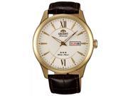 Orient Men s 43mm Automatic Brown Calfskin Mineral Glass Date Watch FEM7P005W9