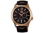 ORIENT MEN S 43MM BROWN LEATHER BAND AUTOMATIC ANALOG WATCH FES00004B0