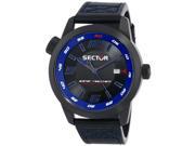 Sector Men s 48mm Black Leather Stainless Steel Case Quartz Watch 3251102020