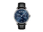 IWC MEN S 44MM BLACK LEATHER BAND STEEL CASE AUTOMATIC ANALOG WATCH IW503502
