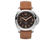 PANERAI MEN S 44MM BROWN LEATHER BAND STEEL CASE MECHANICAL WATCH PAM00632