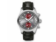 IWC MEN S 43MM BLACK LEATHER BAND STEEL CASE AUTOMATIC ANALOG WATCH IW387810