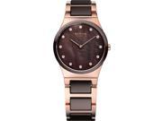 Bering Women s Brown Ceramic Rose Gold Tone Stainless Steel Watch 32230 765