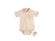 Eotton Certified Organic Cotton Baby Bodysuit in Light Brown w Collar