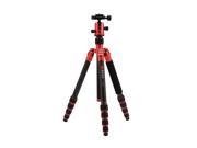 MeFOTO RoadTrip Carbon Fiber Travel Tripod Kit Red C1350Q1R