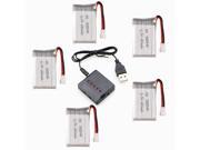 5 PCS Syma X5C 650mAh Li po battery and 5 in 1 charger set for syma x5c x5sw Quadcopter Spare Parts
