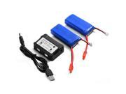 IUModel 2 PCS 7.4V 2000mah Battery and 1 to 2 Charger for Syma X8c X8w X8G Rc Quadcopter Drone Spare Parts Battery and charger set
