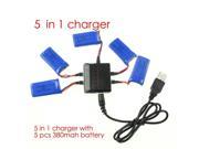 Hubsan X4 H107 H107L H107D RC Quadcopter Spare 5 in1 battery charger with 5pcs battery 380mah