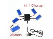 Hubsan H107 H107L H107D RC Quadcopter Spare 4 in1 battery charger with 4pcs battery 380mah
