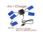 syma x5c parts X5 charger X5A X5C 1 RC Quadcopter Spare 4 in1 charger cable with 4pcs battery 600 mah
